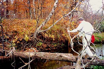 Dennis Larson crosses the Willow.