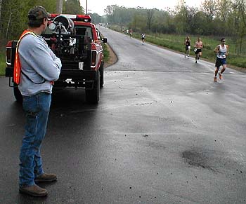 Watching over runners.