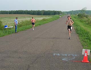 At the halfway point, Joey Sperling in 3rd place. halfway point