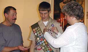 Parents with medals.